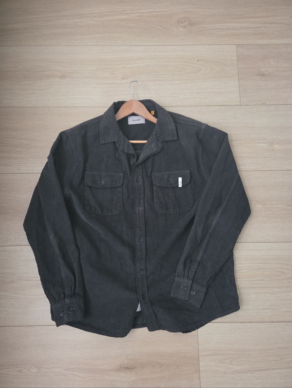 TCSS The Critical Slide Society Gray Corduroy  Button Up Shirt Mens Size Large